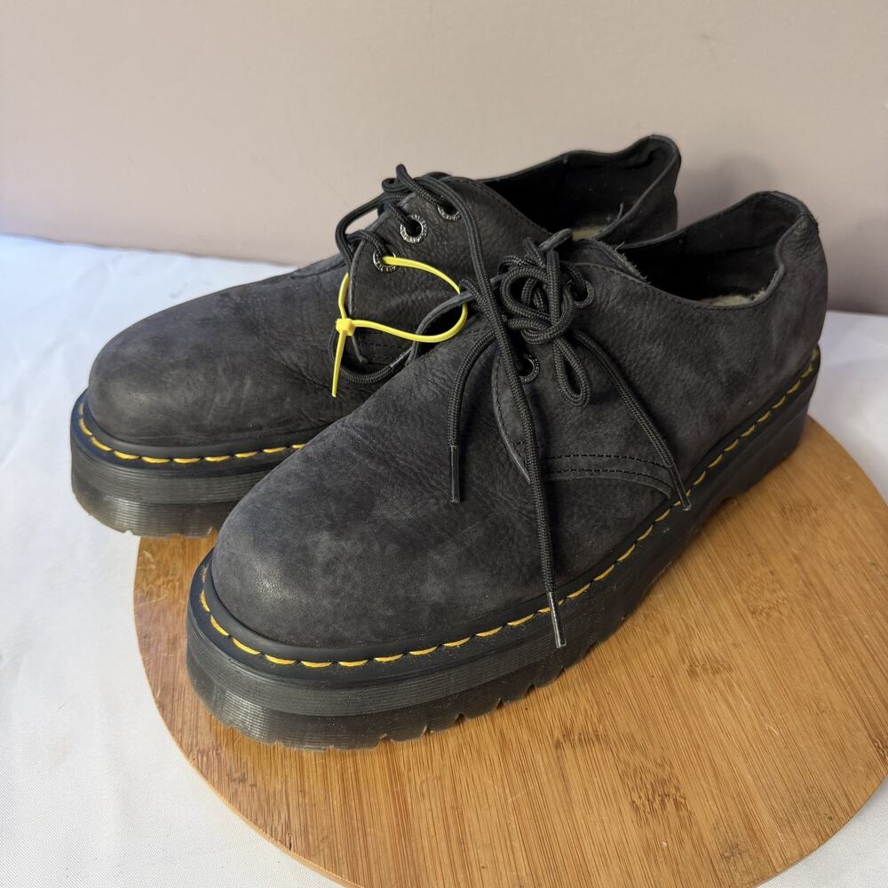 Dr. Martens Black Nubuck Leather Platform Lace Up Chunky Sole 31446 Men Size 13
